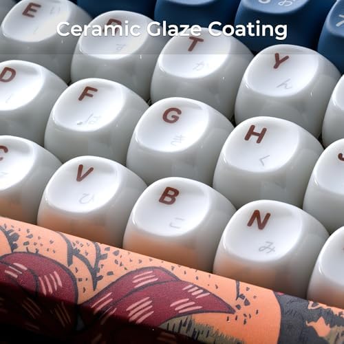 OHY Musashi keycaps,Japanese Theme 132 - Key White & Blue Custom Key Cap