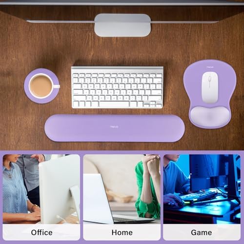 MOSISO Wrist Rest Support for Mouse Pad&Keyboard Set, Purple
