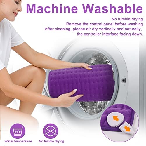 Heating Pad Electric Heat Pad, Hot Heated Pad,Multiple Temp and Timer Settings,Suitable for Shoulders, Neck, arms, Abdomen, Back, Legs, etc (Deep Purple, 33"X17")