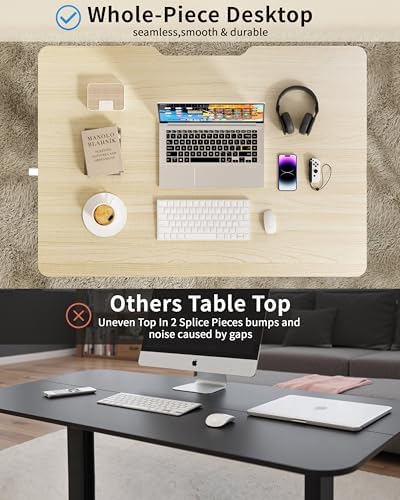 Okin Small Electric Standing Desk, 36" x 24" Whole Piece Height Adjustable Desk, Oak Sit to Stand Computer Workstation for Home Office
