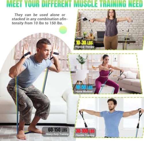 Resistance Bands with Handles for Women, 5 Level Exercise Bands