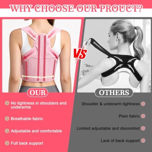Posture Corrector for Women, Improving Hunchback Posture(Pink, Medium）