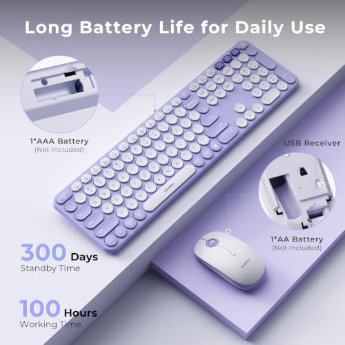 seenda COE202 Bluetooth Keyboard and Mouse Combo for Mac, Lilac Purple