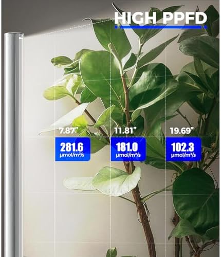 Barrina T1S Vertical Grow Light, 65W 5000K Full Spectrum, 5FT-5.6FT Height