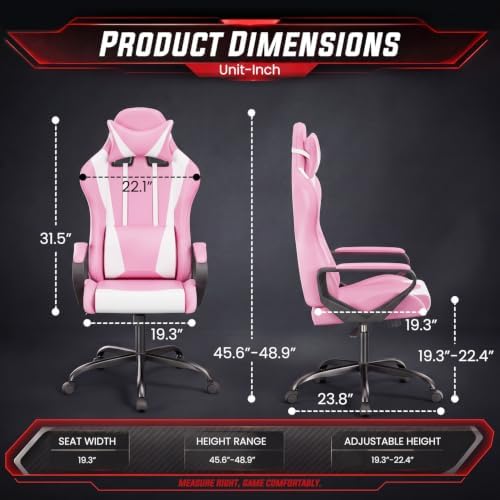 PayLessHere | Gaming Chair | Pink | with Adjustable Lumbar Support