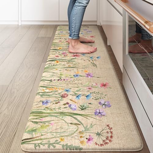 KIMODE Anti Fatigue Kitchen Mat, Cushioned Farmhouse Kitchen Runner Rug