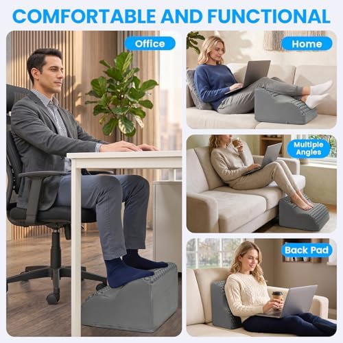 Foot Rest for Under Desk with Massage Dots, 3-Tier Foot Stool, Grey