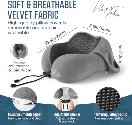 SkytraxComf® Travel Neck Pillow with Hood for Privacy on Long Flights