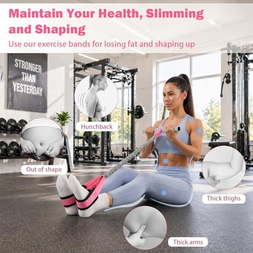 Pedal Resistance Band with Handles, 6-Tubes Natural Rubber Exercise Band
