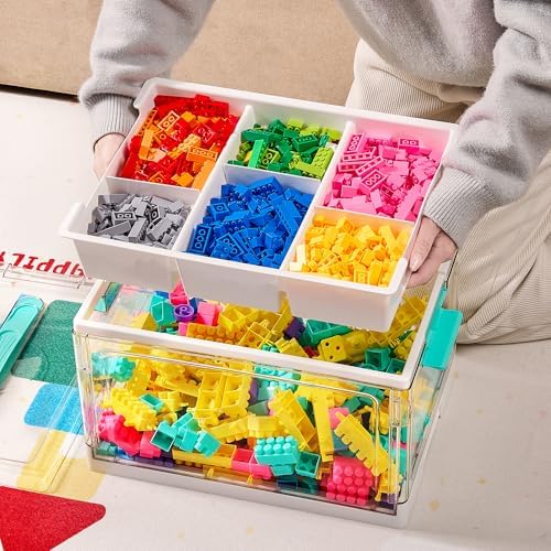 Vtopmart 24 QT Clear Plastic Craft Storage Box with Tray & Dividers, 2 Pack