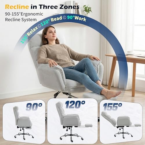 Big and Tall Office Chair with 90-180° Flip Armrests, 400lbs Ergonomic Computer Gaming Chair for Cross Legged Sitting, 155° Recline & Foot Rest - Wide Desk Task Chair for Home Office, Vanity, Study
