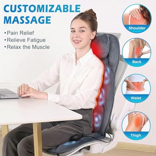 Back Massager With Heat, Lumbar Traction Seat Cushion For Home Office