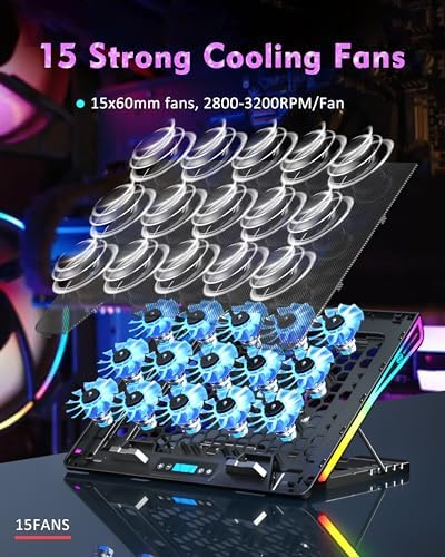 AICHESON Laptop Cooling Pad 15 Powerful Fans for 15-17.3 inch PC Computers