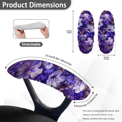 Hibiscus Butterfly Print Office Chair-Arm Cover, Breathable Soft Chair Arm Covers Set of 2, Stretchable Comfortable Computer Chair Slipcover for Desk Chairs Arm