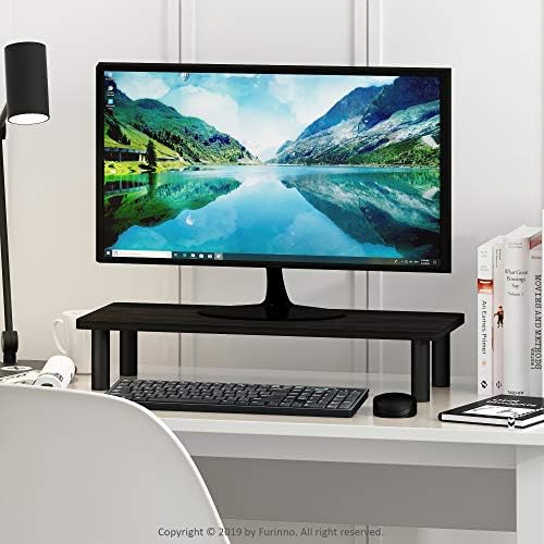 Furinno Turn-N-Tube Monitor Stand Riser, 23.6"W Rectangle Monitor Riser, Laptop Stand for Desk, Office Desk Accessories, Desk Organizers and Accessories, Toolless Assembly, Espresso
