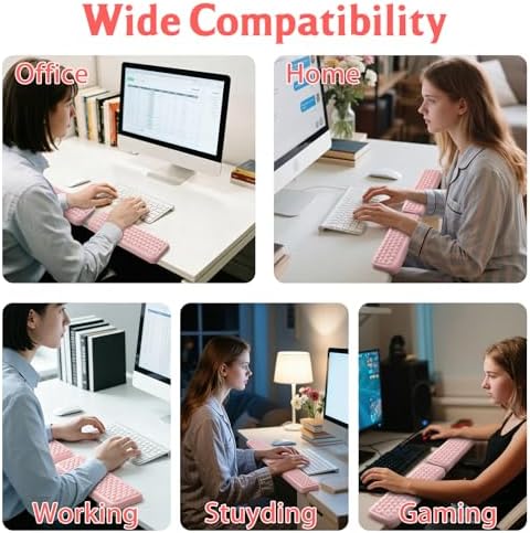 Arm Rest for Desk, L-Shaped Memory Foam Elbow Pads with Non-Slip Base, 2-Piece Ergonomic Desk Edge Cushion & Wrist Rest for Mouse & Keyboard, Desk Arm Support for Office, Gaming & Home (Pink)