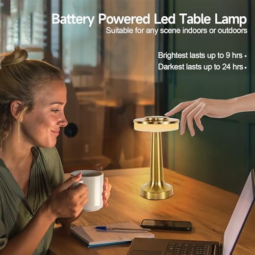 Cordless Table Lamp, Portable LED Desk Lamp, Table Sensor Control Beside Lamps, Kids Night Light with Stepless Dimming & Charging Completed Tip Light & 3 Colors Changing