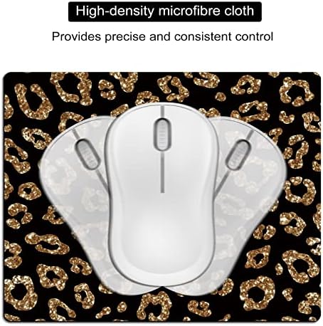 Small Mouse Pad Cute, Mini Mouse Pads for Wireless Mouse and Laptop, Travel Mousepads with Designs - Gold Glitter Leopard, Portable Mousepad 5.5 x 7 Inch, Kawaii Desk Decor for Women
