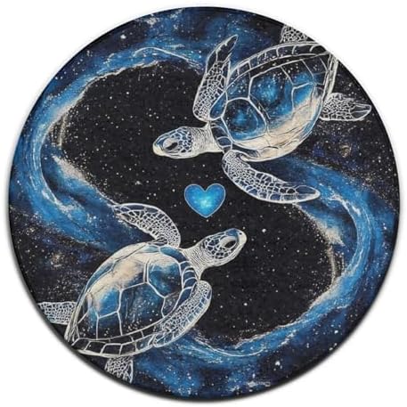 Room Sofa Yoga Soft Round Carpet, Home Decor Non Slip Kitchen Office Circle Rug, Machine Washable Modern Round Area Rug Trippy Space Sea Water Love Tortoise Turtle Art, 24inch