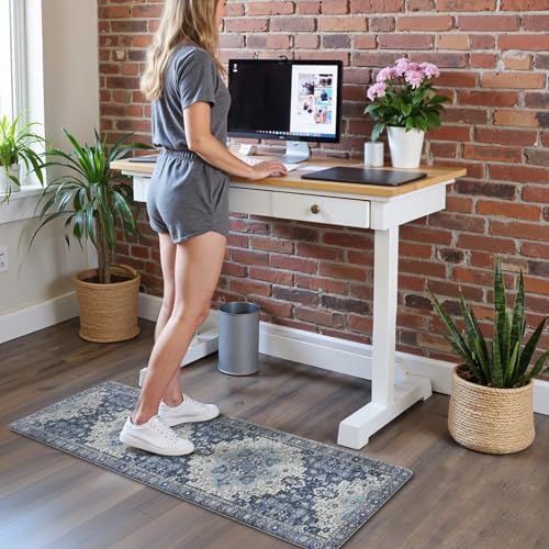 GENIMO Anti Fatigue Kitchen Mats for Floor 2PCS, Standing Rugs,Navy Blue