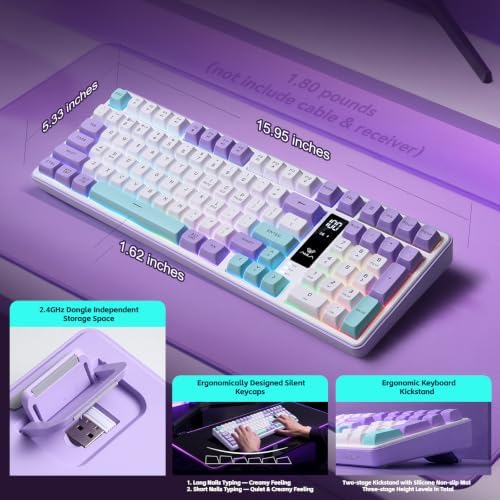 Aula S99pro V2 Full Size Gaming Keyboard,Wireless Creamy Membrane Keyboard