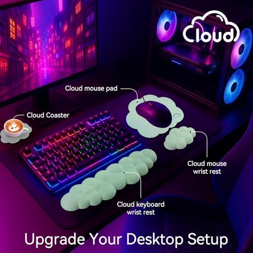 Sushret Cloud Wrist Rest for Computer Keyboard and Mouse Pa, Light Green
