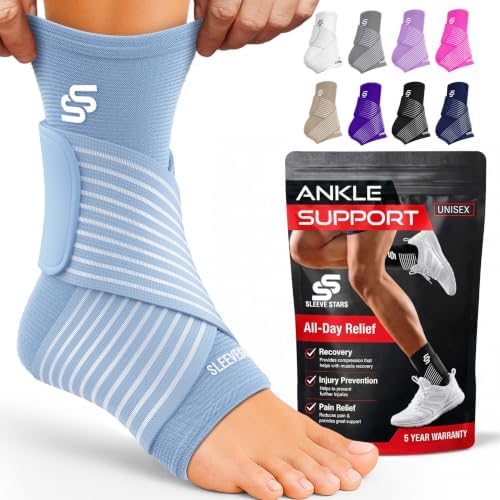 Sleeve Stars Ankle Brace Men & Women Support (Pair/M:10"-12"/Light Blue)