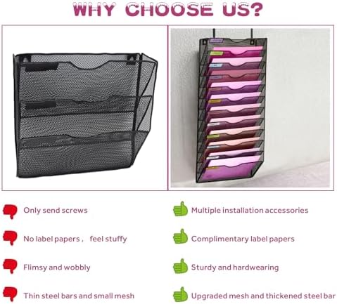 Wall Mounted File Organiser A8 Mesh in Hanging Wall File Holder Mail Organiser