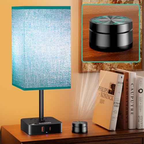 Bedroom Nightstand Lamp with Charger, Touch Table Lamps with Remote Control