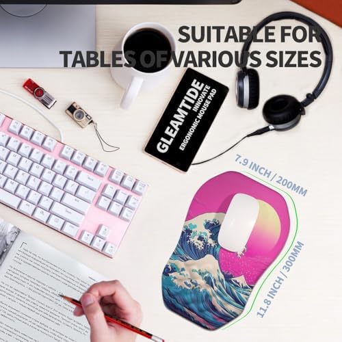Ergonomic Raised Mouse Pad Wrist Support with Bilateral Slope Memory Foam Mousepad for Wrist Rest and Carpal Tunnel Pain Relief 11.8x7.9〃Twilight Waves