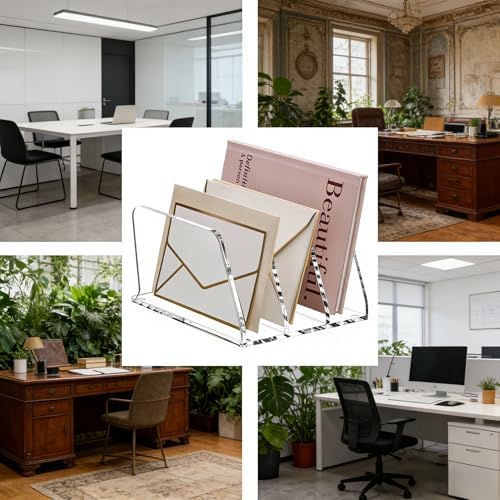 SANRUI Acrylic Mail Organizer Countertop, Mail Sorter with 3-Slot, Clear