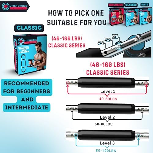 Gorilla Bar Twister Arm Trainer for Men, Adjustable Resistance Chest Exerciser, Portable Arm & Chest Workout Equipment with Anti-Slip Handles and Carry Bag