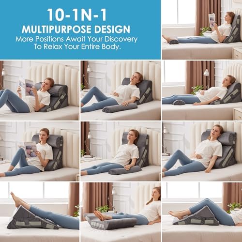 MEGCXIT Wedge Pillow Set for After Surgery, Bed Wedge, 3PCS, Grey