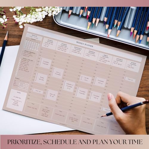 Weekly Hourly Planner Notepad, Daily Planner Desk Pad, Weekly Schedule, To Do List Note Pad, ADHD Planner | 50 Undated Tear Away Sheets | A4 (Lux)