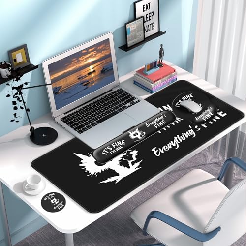 Desk Mat Set Keyboard and Mouse Pad with Wrist Rest Support