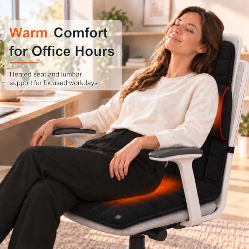 Melissa Heated Office Chair Cushion with Adjustable Lumbar Support