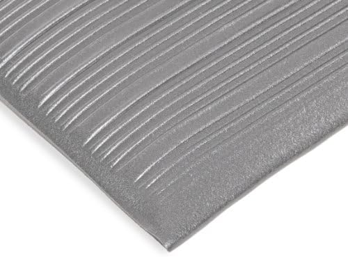 NoTrax T42 Standard PVC Safety/Anti-Fatigue Comfort Rest Ribbed Foam, for Dry Areas, 27" Width x 60" Length x 3/8" Thickness, Silver
