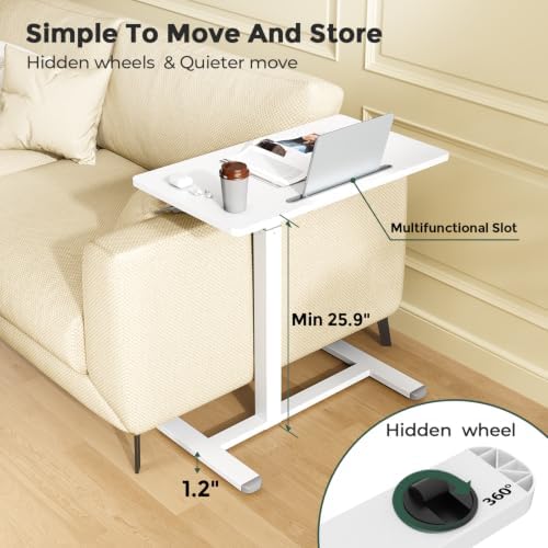 Gibbon Mounts 28” Rolling Mobile Standing Desk, Bedside Table with Wheels