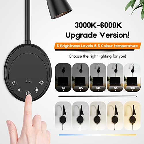 SANKEDOU LED Wall Mount Reading Light, Bedside Reading Lights, 5 Dimmable