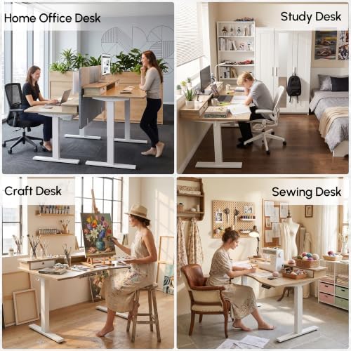 TIQLAB Standing Desk with Drawers&Cable Management, 63''*28'', Maple