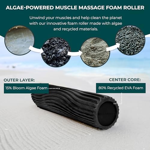 Oceanfoam Tidal Roller, Foam Roller for Exercise (Black & Charcoal Marbled)