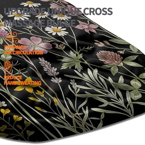 Ergonomic Slope Mouse Pad Wrist Support, Wrist Rest Mousepad for Carpal Tunnel Pain Relief with Massage Bulge and Slow Rebound Memory Foam (12x8 inch, Butterfly and Flower)