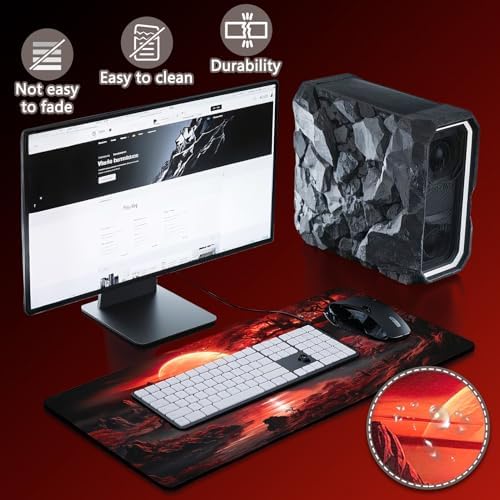 Mouse Pad Gaming - Desk Mat for Keyboard and Mouse - Large Mouse Pads for Desk, Gaming Mousepad with Non-Slip Base, Desks Pad (31.5" X 11.8") for Game, Office and Home