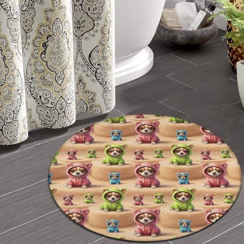 Circular Rugs Large Modern Round Area Rug Fashion Decor Mat for Home Office Cute Chihuahua Puppy Dog, 60inch