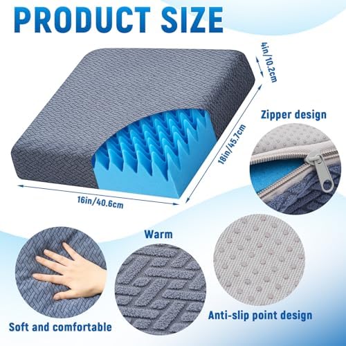 Geiserailie Tufted Furry Recliner Seat Cushion Egg Chair Cushion with Non-Slip Cover Foam Pad Set for Recliner Chair 4" Thickseat Cushions for Relieve Back Foam Seat Accessories Pad