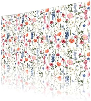 Colorful Star Large Mouse Pad, Watercolor Floral Desk Mat Office Supplies, Waterproof Faux Leather Big Gaming Mousepad for Women Girls, Flowers Desk Pad Home Office Décor Accessories 23.6" x 13.8"