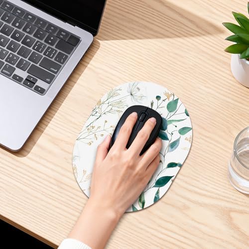 Oval Mouse Pad 6x8in Non-Slip for Laptop,Leaves