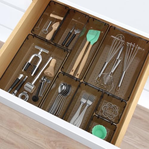28 PCS Plastic Drawer Organizers Set, 4 Size Desk Drawer Organizer Trays