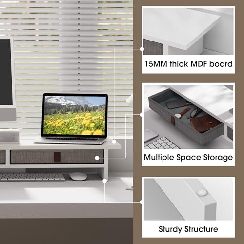 Fenge 35 Inch Monitor Stand with Drawer Storage, Computer Riser for Desk