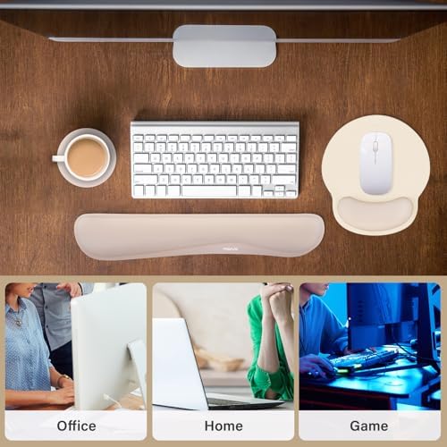MOSISO Wrist Rest Support for Mouse Pad&Keyboard Set, Apricot